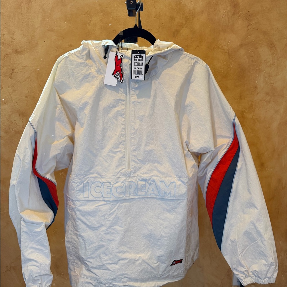 Mens Icecream Cream Jacket with Red and Blue Stripes